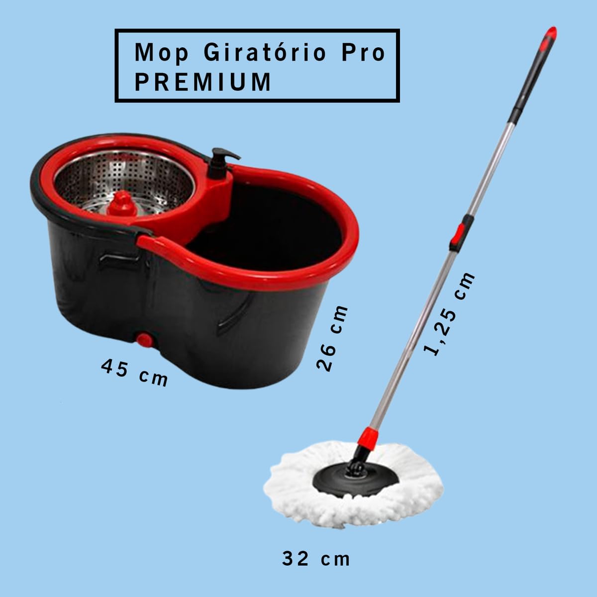 Conjunto de Esfregão Giratório com Balde e Centrífuga, com 3 refis de cabeça de microfibra e cabo ajustável de aço inoxidável de 61 polegadas ideal para limpeza de pisos.