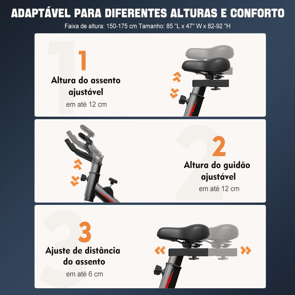 Bicicleta Bike Ergometrica Spinning Academia Fitness Profissional 120kg, Preto/Vermelho