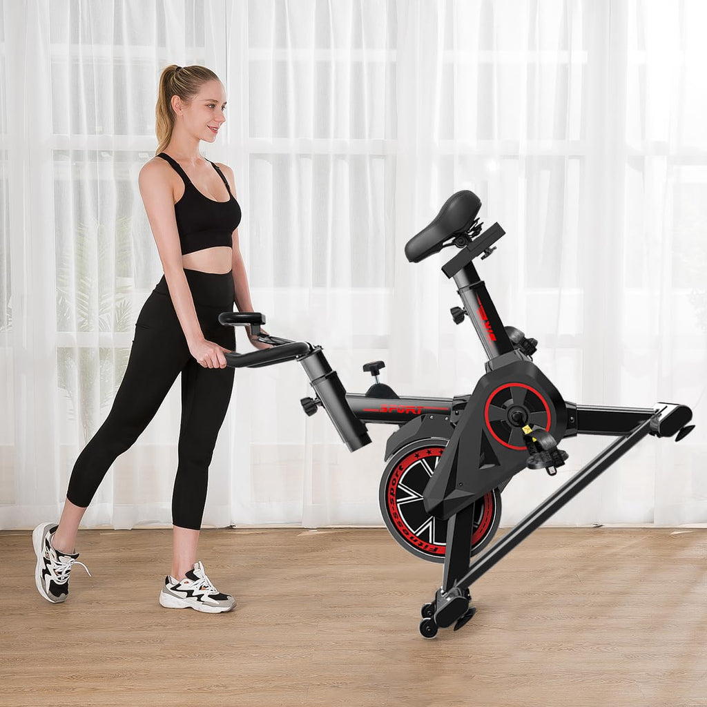 Bicicleta Bike Ergometrica Spinning Academia Fitness Profissional 120kg, Preto/Vermelho
