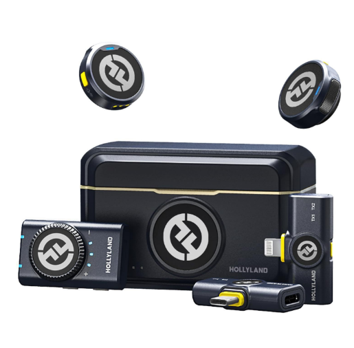 Microfone de Lapela Sem Fio Hollyland Lark M2 para Android/iPhone e Câmera, com Cancelamento de Ruído para Gravação de Vídeos e Transmissões ao Vivo