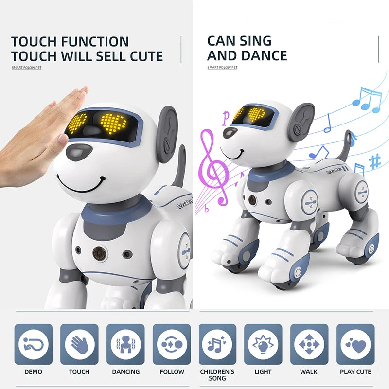 Engraçado rc robô eletrônico cão dublê comando de voz programável touch-sense música música robô cão para brinquedos das crianças