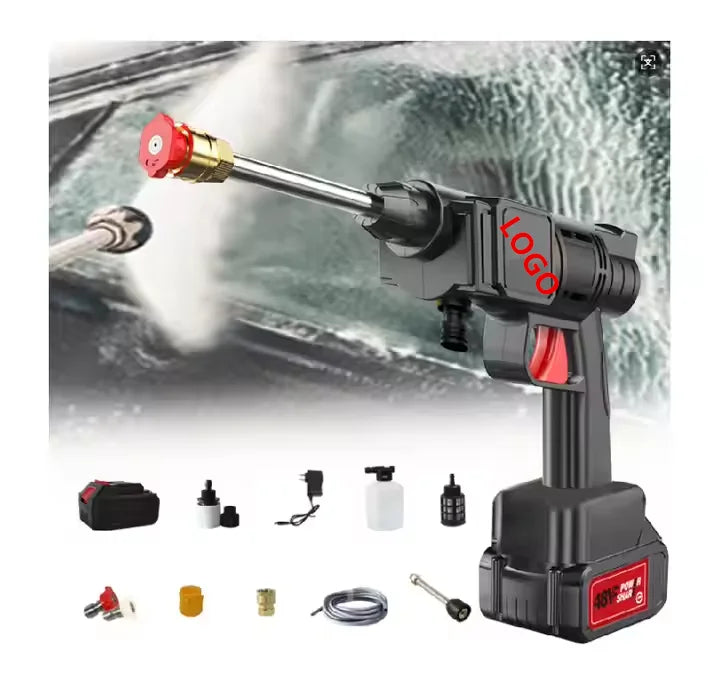 Lavadora de alta pressão ideal para lavagem de carro, Kit Automático Sem Fio, Portátil, Pistola de Água de Alta Pressão com Mangueira Plástica