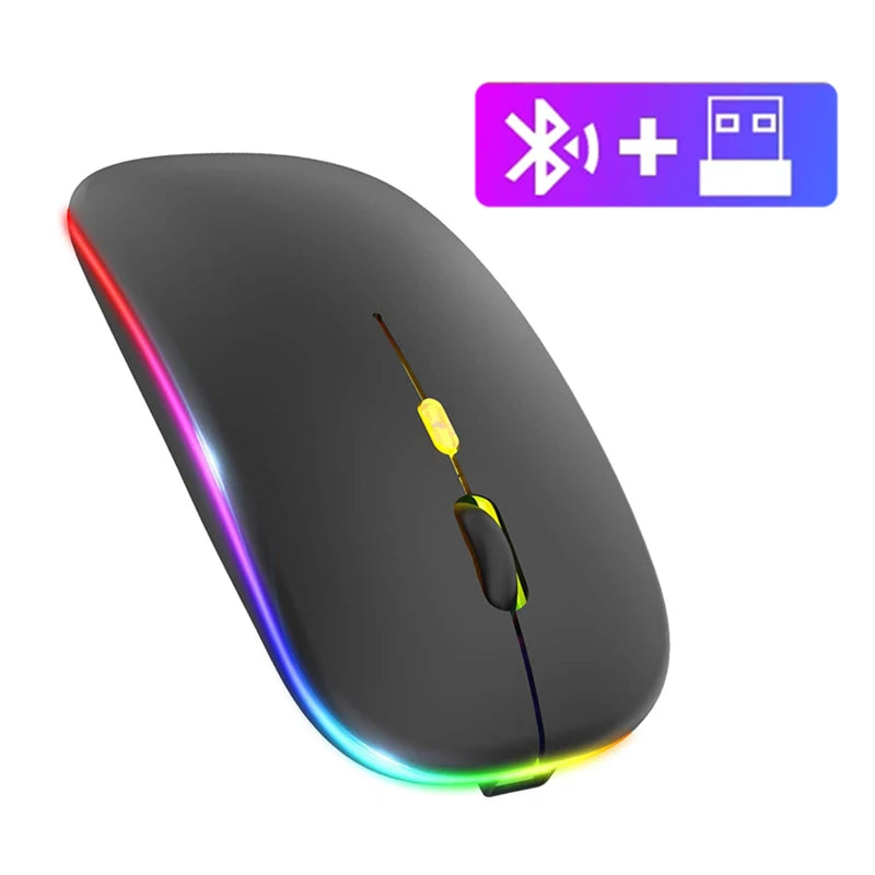 Bluetooth Mouse 2.4GHz Wireless Mouse Mice Rechargeable Mouse Silent Mouse LED Backlit USB Gaming Mouse 1600DPI for PC Laptop
