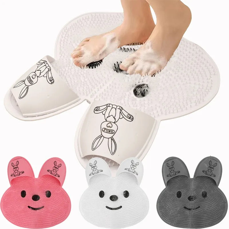 Tapete de Banho Antiderrapante para Esfregar os Pés, Escova de Silicone para Costas com Ventosa, Escova Esfoliante Portátil para Massagem nos Pés, Almofada para Banho em Casa.
