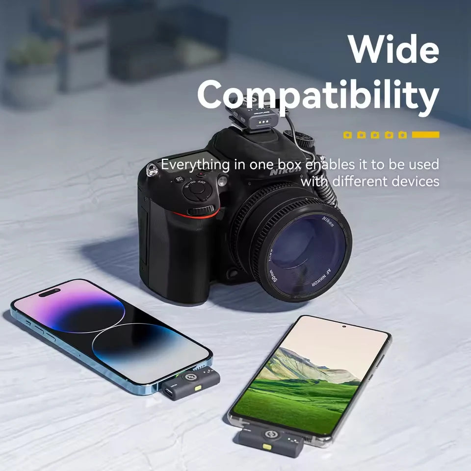 Microfone de Lapela Sem Fio Hollyland Lark M2 para Android/iPhone e Câmera, com Cancelamento de Ruído para Gravação de Vídeos e Transmissões ao Vivo