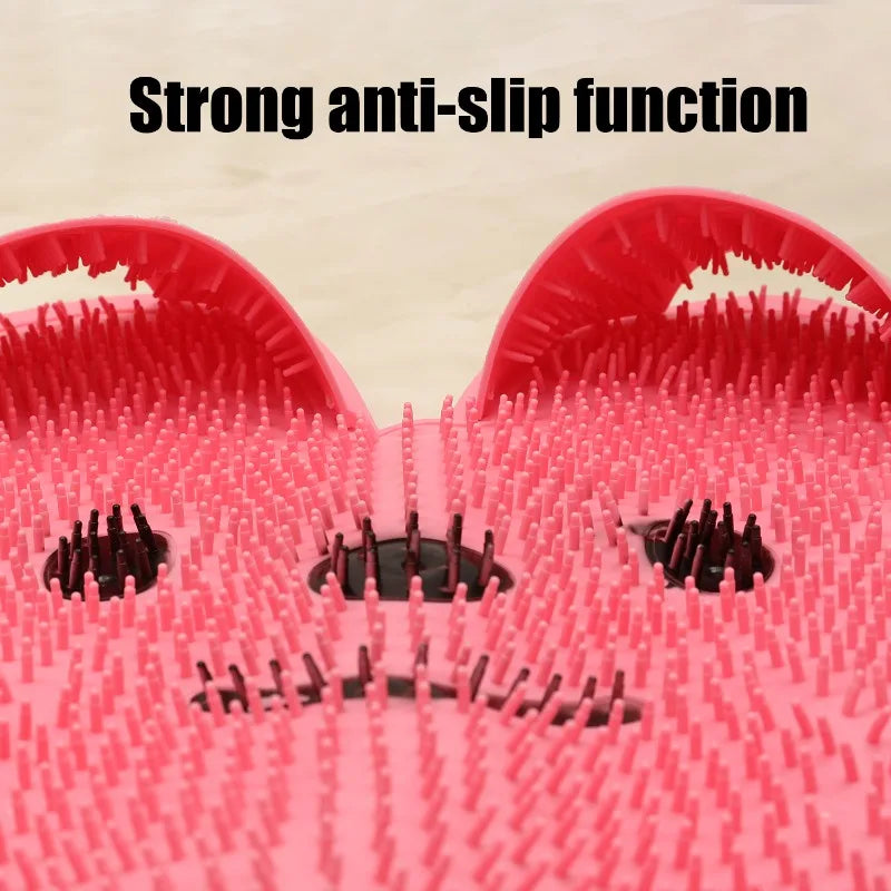 Tapete de Banho Antiderrapante para Esfregar os Pés, Escova de Silicone para Costas com Ventosa, Escova Esfoliante Portátil para Massagem nos Pés, Almofada para Banho em Casa.