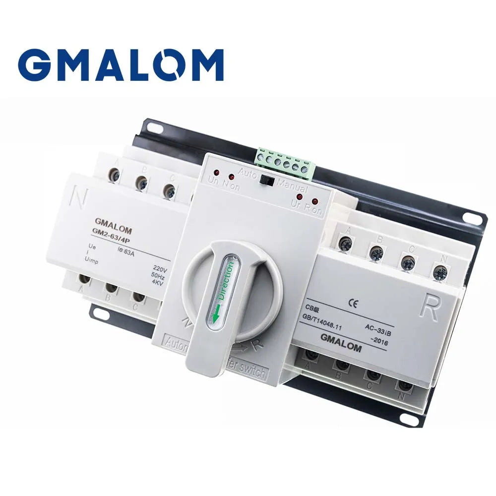 Chave de transferência automática de energia dupla ats (cb) 2p/4p 63a ac230v 50/60hz mcb disjuntores de comutação automática/manual
