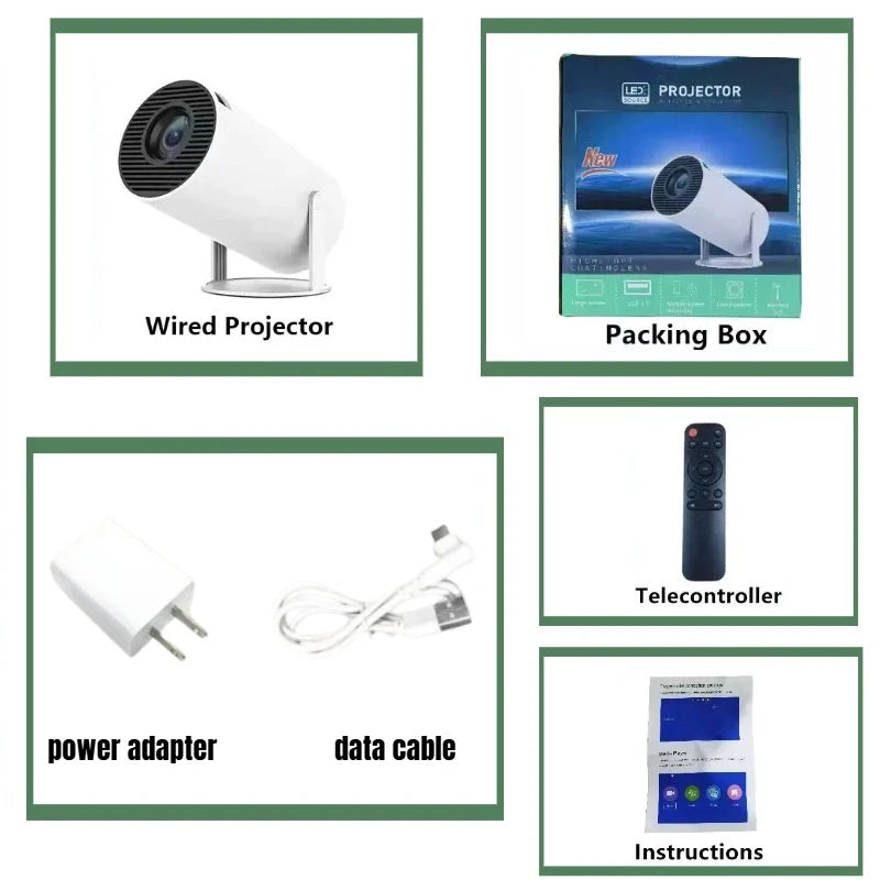 Projetor Portátil HY200 com Rotação de 270 Graus, Suporte Full HD 1080P, Compatível com Android, iOS e PC, USB e HDMI, Projeção de Vídeo