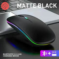 Mouse Sem Fio Recarregável Silencioso com Iluminação LED — Mouse Óptico de Modo Duplo (Bluetooth + Receptor 2.4GHz) para PC, Notebook e Computador