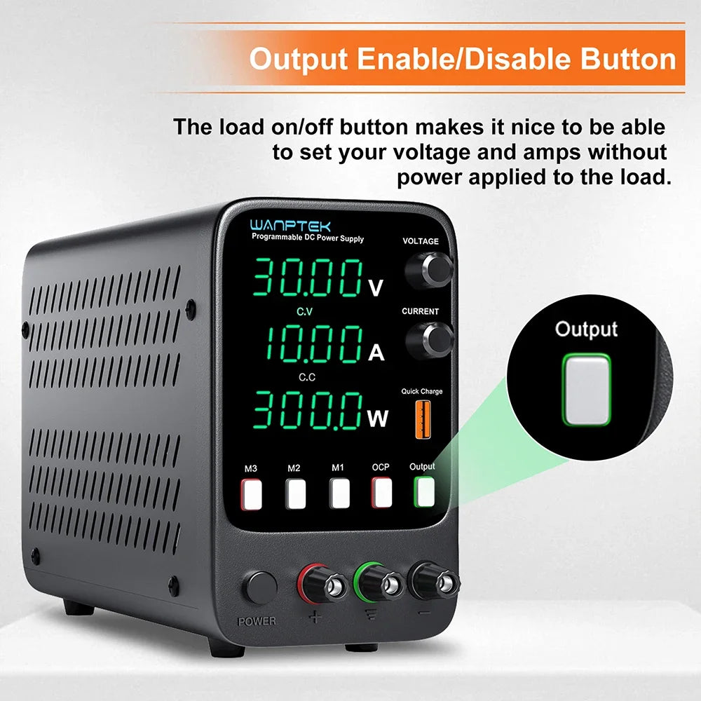 Fonte de Alimentação DC de Laboratório Wanptek Ajustável 30V 10A, ajuste por encoder, memória, fonte de bancada 160V 120V 60V 5A 3A, anodização metálica.