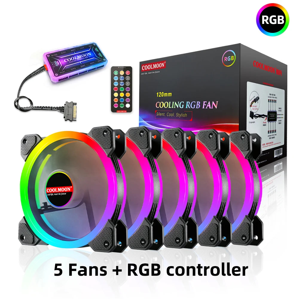 RGB Series Case Fan, Wireless RGB LED 120mm Fan,Quiet Edition High Airflow Adjustable Color LED Case Fan For PC Cases,RGB123-3