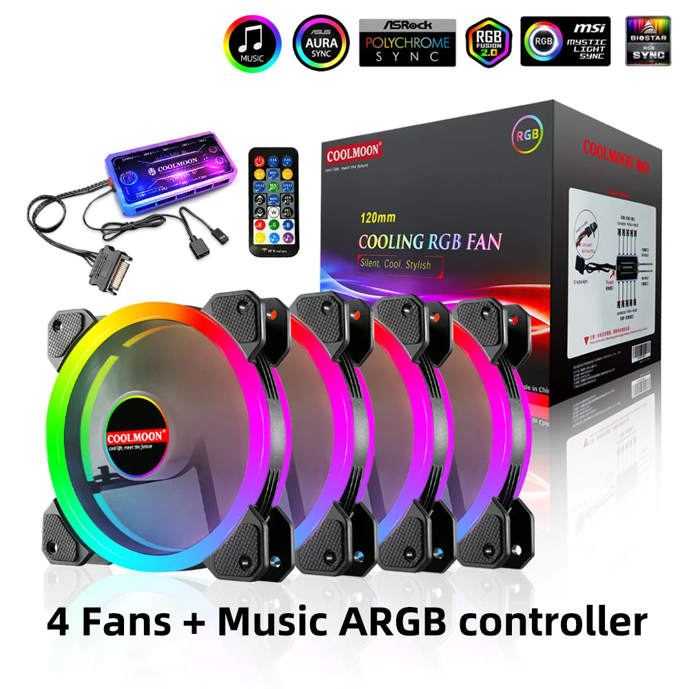 RGB Series Case Fan, Wireless RGB LED 120mm Fan,Quiet Edition High Airflow Adjustable Color LED Case Fan For PC Cases,RGB123-3