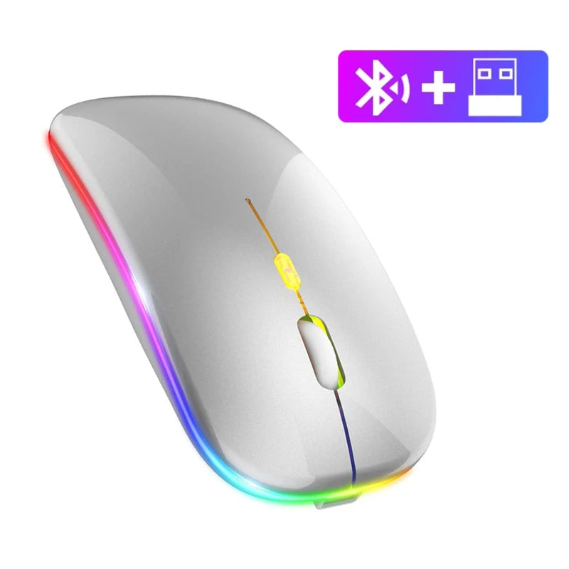 Bluetooth Mouse 2.4GHz Wireless Mouse Mice Rechargeable Mouse Silent Mouse LED Backlit USB Gaming Mouse 1600DPI for PC Laptop