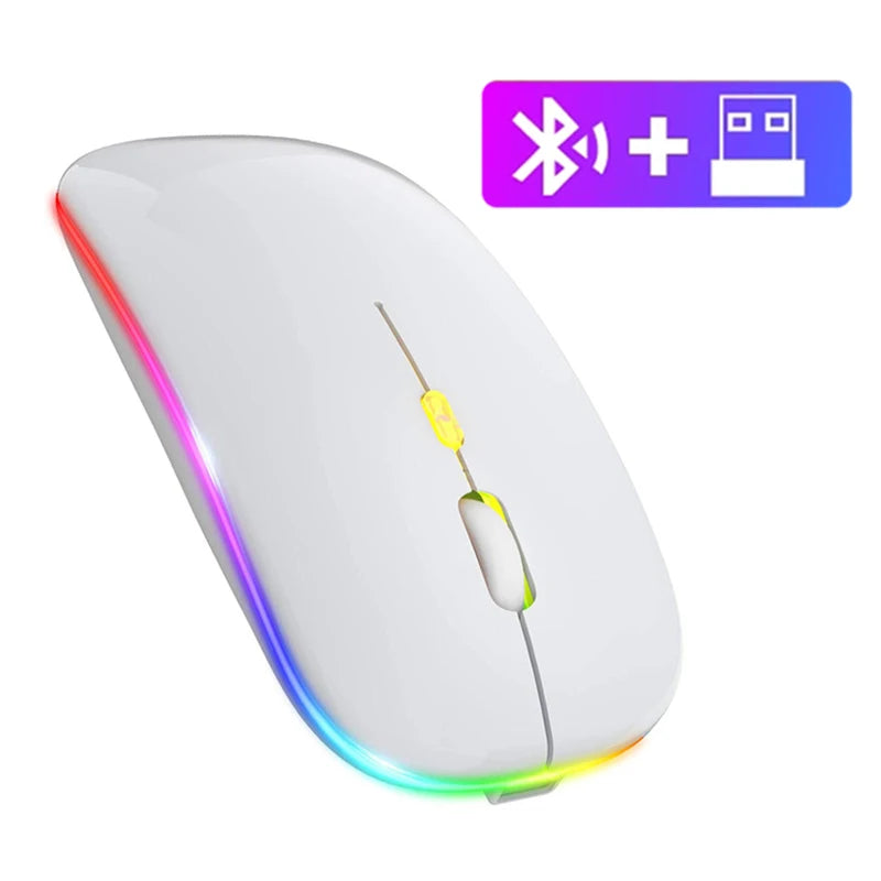 Bluetooth Mouse 2.4GHz Wireless Mouse Mice Rechargeable Mouse Silent Mouse LED Backlit USB Gaming Mouse 1600DPI for PC Laptop