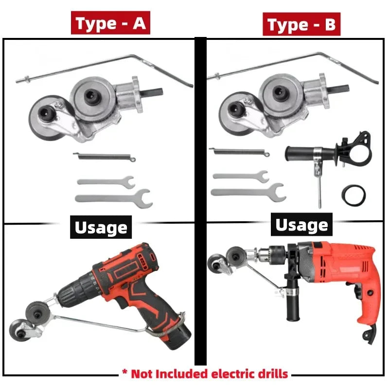 Tesoura Adaptadora para Furadeira Elétrica – Corte Chapas de Aço Inoxidável, Alumínio e Ferro Sem Esforço com Este Acessório de Corte