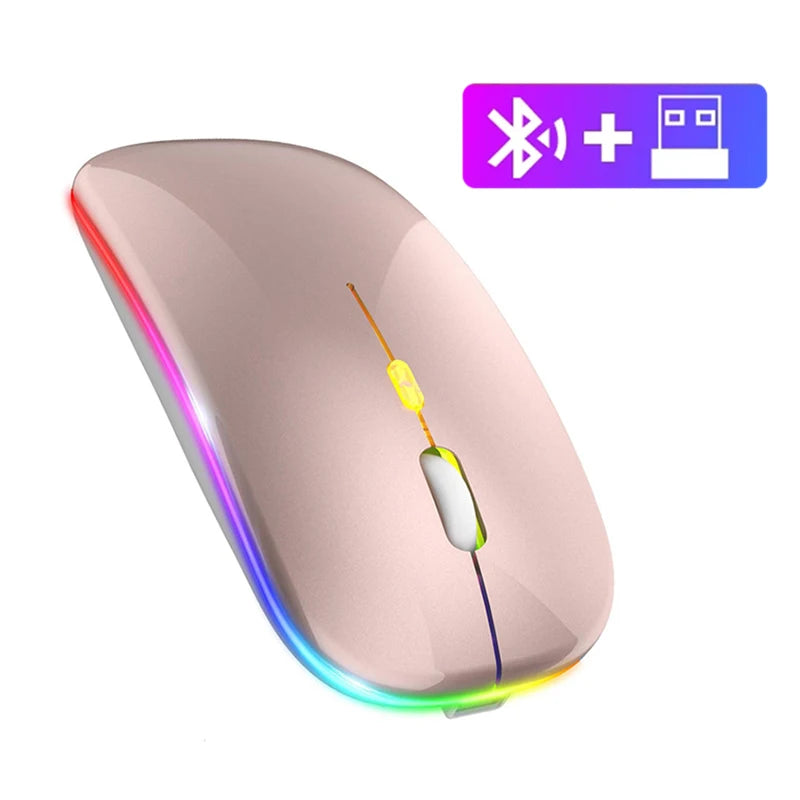 Bluetooth Mouse 2.4GHz Wireless Mouse Mice Rechargeable Mouse Silent Mouse LED Backlit USB Gaming Mouse 1600DPI for PC Laptop