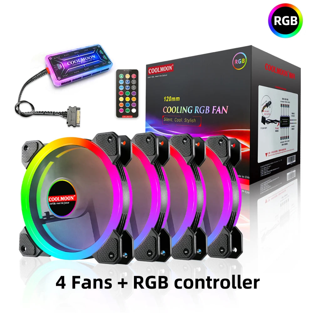 RGB Series Case Fan, Wireless RGB LED 120mm Fan,Quiet Edition High Airflow Adjustable Color LED Case Fan For PC Cases,RGB123-3