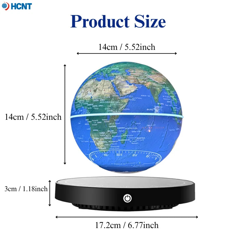 Globo Flutuante — Globo de Levitação Magnética com Luz LED, Mapa-Múndi Decorativo para Casa ou Escritório, Presente Tecnológico Criativo para Crianças e Professores