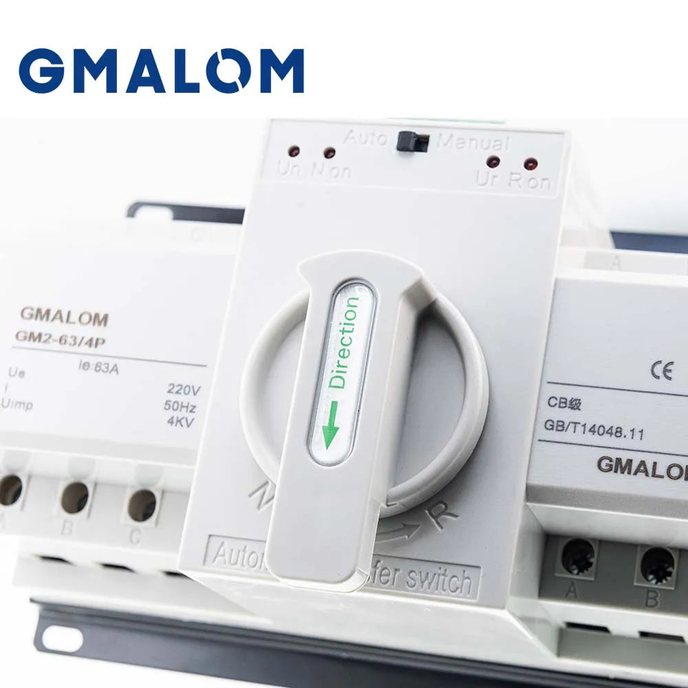 Chave de transferência automática de energia dupla ats (cb) 2p/4p 63a ac230v 50/60hz mcb disjuntores de comutação automática/manual