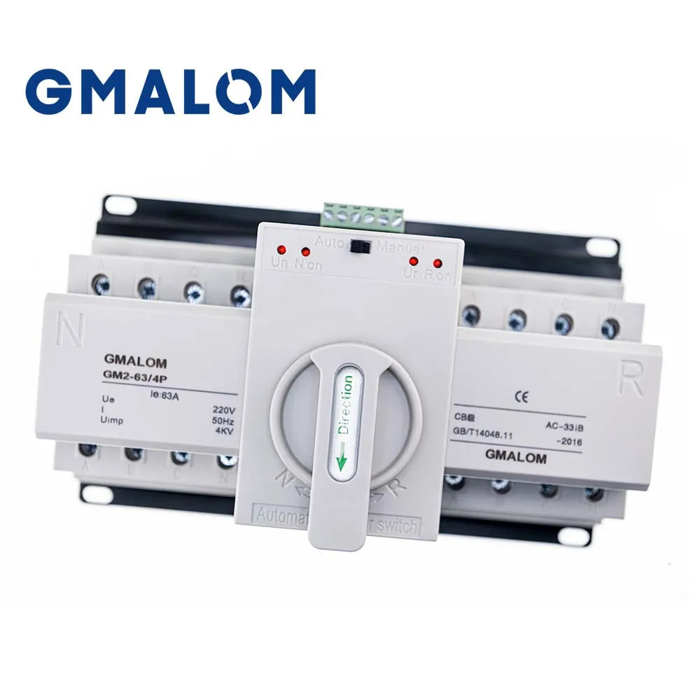 Chave de transferência automática de energia dupla ats (cb) 2p/4p 63a ac230v 50/60hz mcb disjuntores de comutação automática/manual