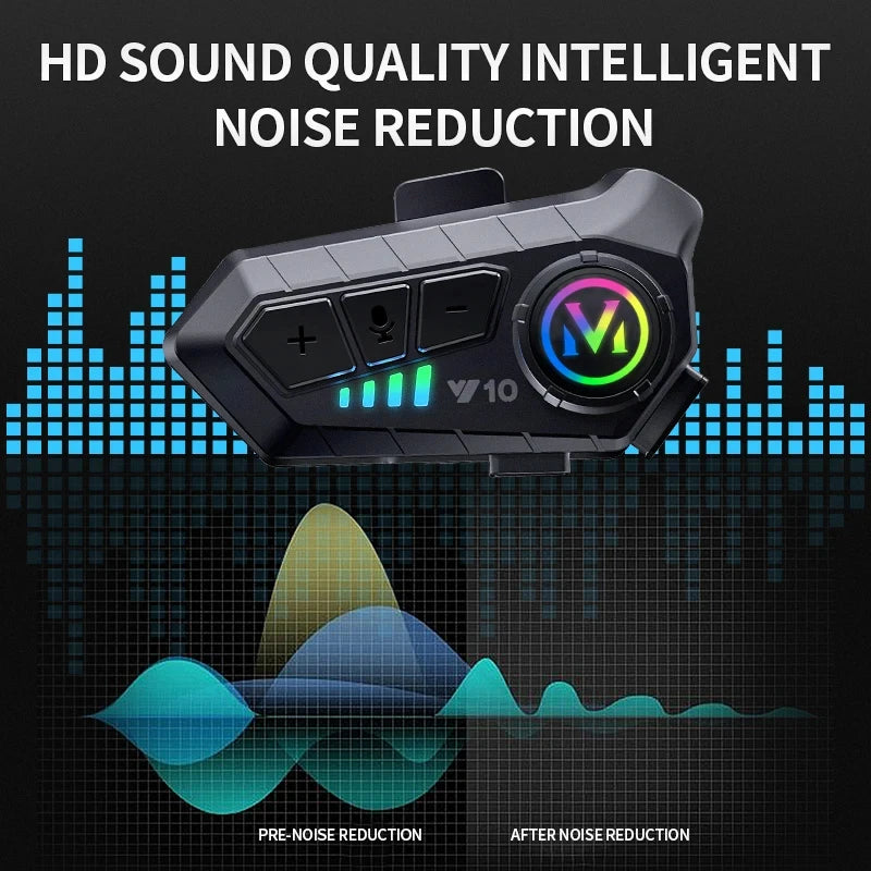 Fones de Ouvido Bluetooth para Capacete Y10 à Prova d’Água com Redução de Ruído, Fones para Motocicleta, Fones de Capacete Macios