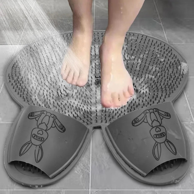 Tapete de Banho Antiderrapante para Esfregar os Pés, Escova de Silicone para Costas com Ventosa, Escova Esfoliante Portátil para Massagem nos Pés, Almofada para Banho em Casa.