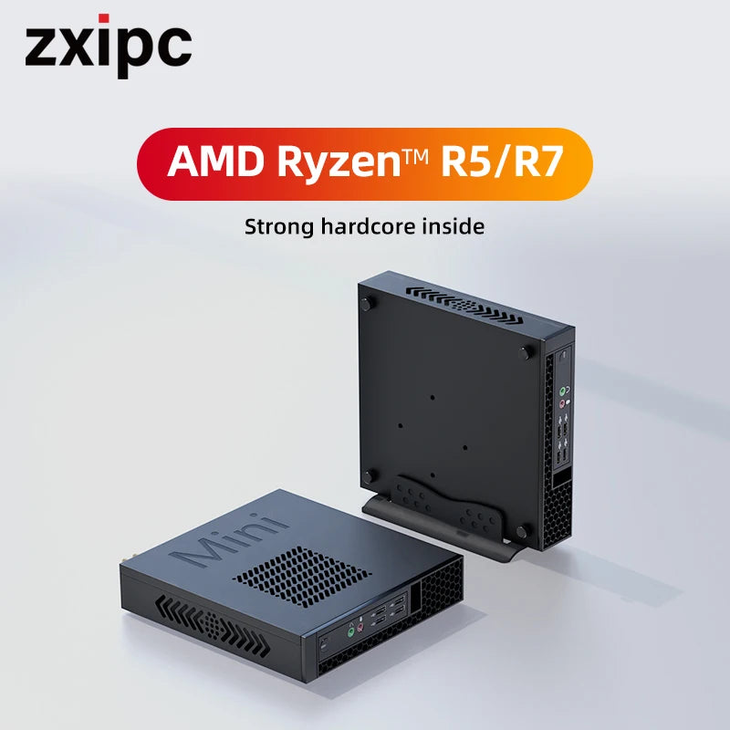 ZXIPC Mini PC ZXIPC Ryzen AMD R7 5700U 4300U 5800H R5 6600H Dual Display 4K HD DDR4 NVMe WIFI6 Mini Business Desktop Gaming Computer