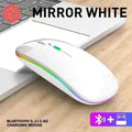 Mouse sem fio recarregável e silencioso com luz de LED, para PC e notebook, receptor 2.4GHz, Bluetooth, modo duplo, óptico.