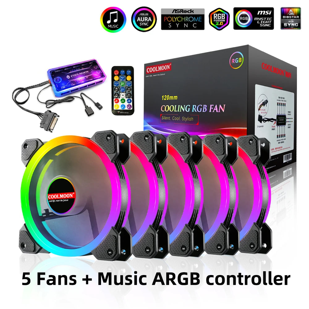 RGB Series Case Fan, Wireless RGB LED 120mm Fan,Quiet Edition High Airflow Adjustable Color LED Case Fan For PC Cases,RGB123-3