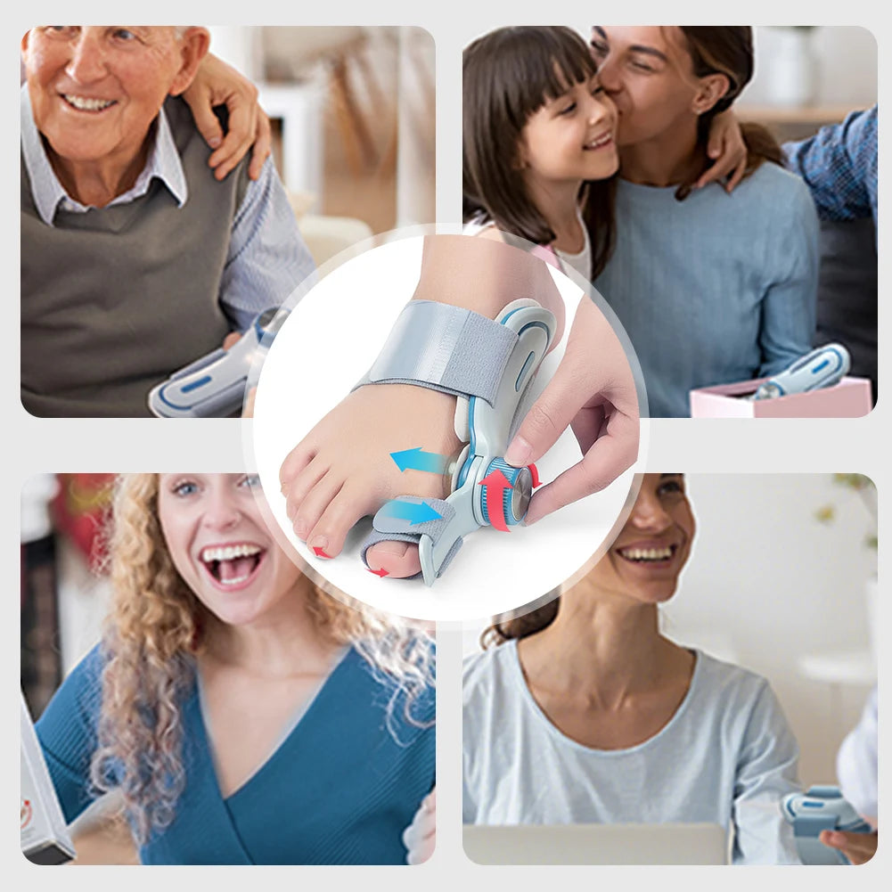 Endireitador de Joanete com 3 Placas de Fixação de Ângulos Diferentes Tala Ortopédica para Joanete.