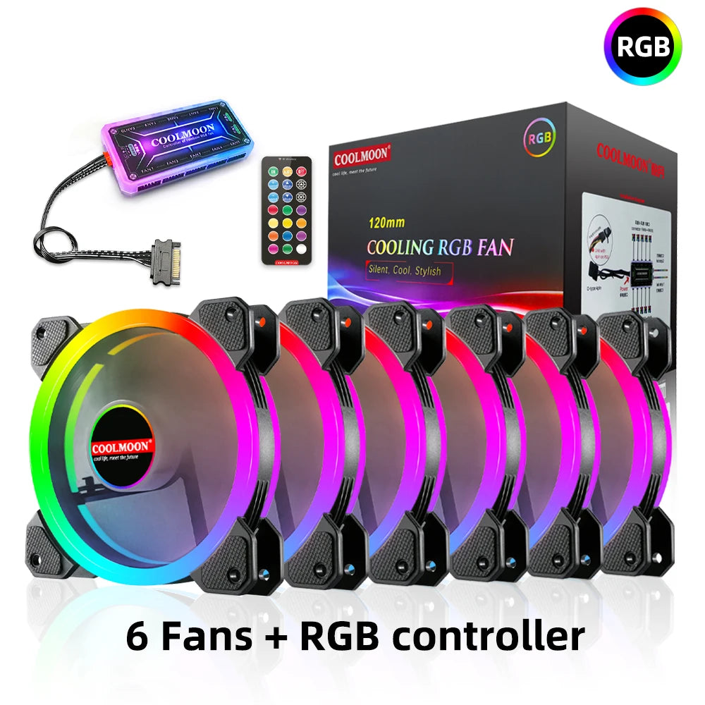 RGB Series Case Fan, Wireless RGB LED 120mm Fan,Quiet Edition High Airflow Adjustable Color LED Case Fan For PC Cases,RGB123-3