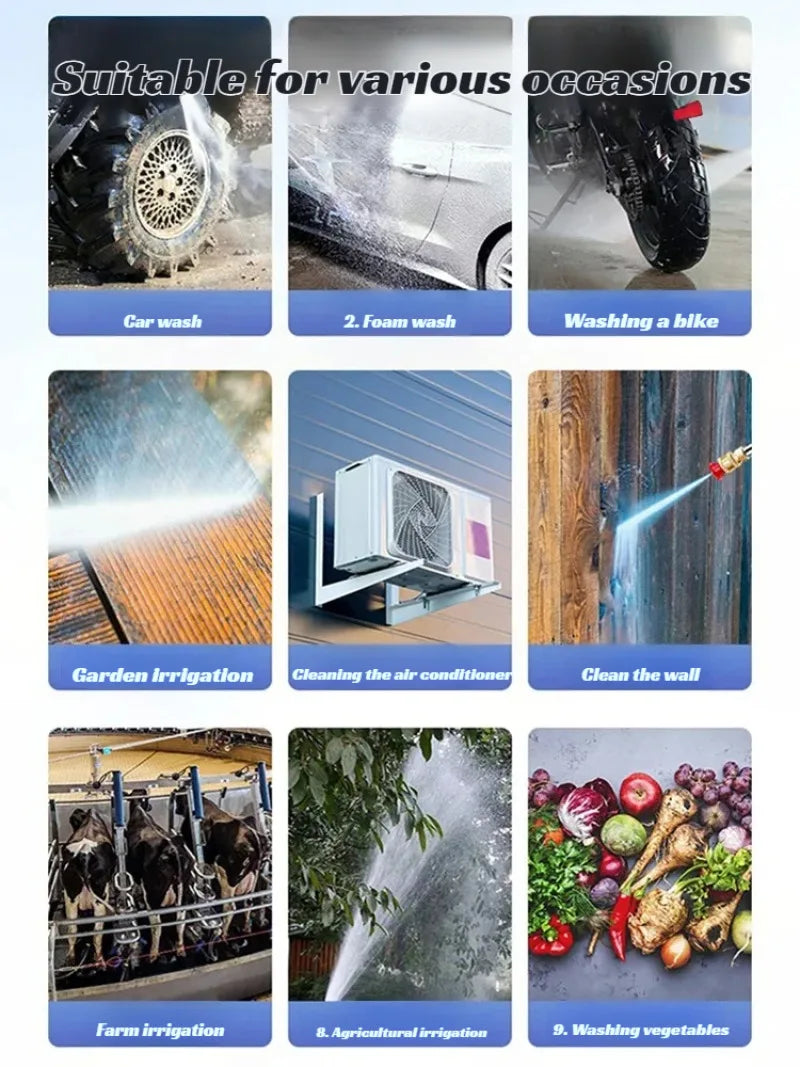 Lavadora de Alta Pressão Sem Fio para Uso Geral – Ferramenta Portátil com Bateria Recarregável de Lítio, Ideal para Carros, Motos e Jardim.