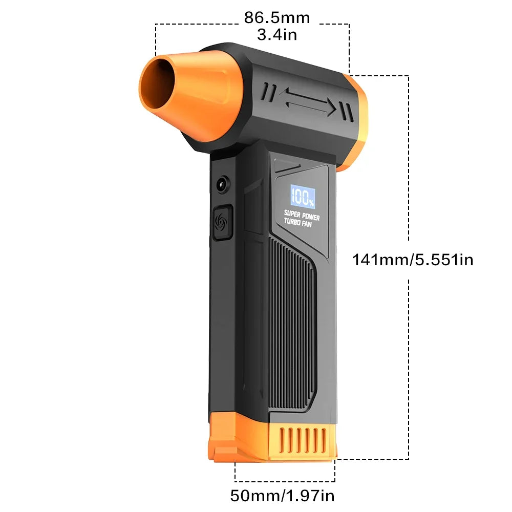 Soprador de Ar Novo Turbo Sem Fio com Motor Brushless Ideal para Limpeza de Computadores, Impressoras, Limpeza de Carros, vem com Luz LED, Display Digital e Uso Portátil para Churrascos ao Ar Livre e outras utilidades