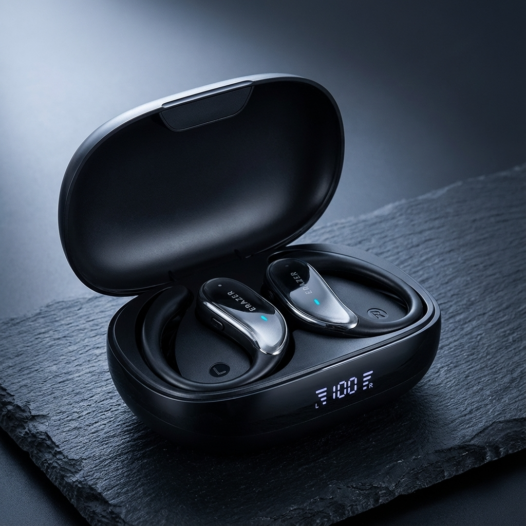 Fones de Ouvido Bluetooth  5.3 XT80, com Controle de Botão Microfone Redução de Ruído Ganchos para a Orelha À Prova D'água