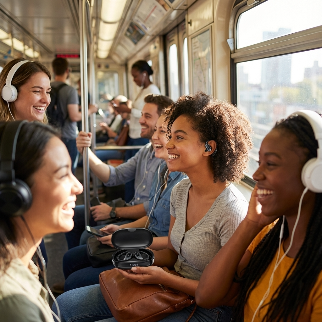 Fones de Ouvido Bluetooth  5.3 XT80, com Controle de Botão Microfone Redução de Ruído Ganchos para a Orelha À Prova D'água