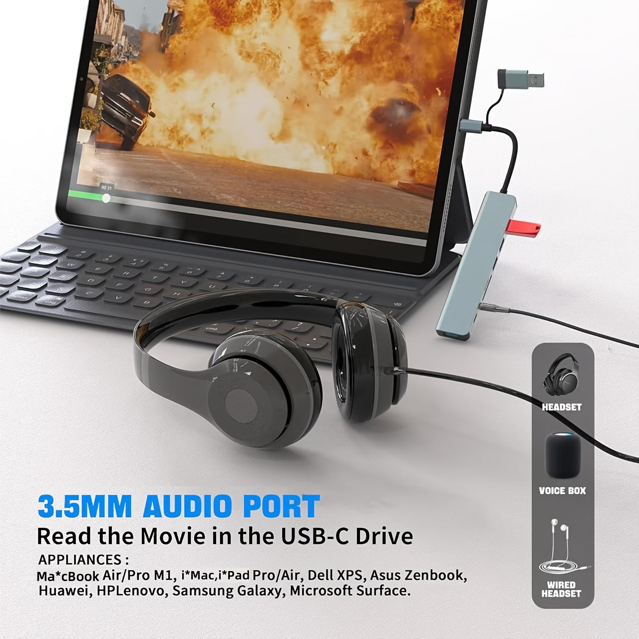 Multi-Function Hub, USB & TYPE-C Ports, featuring USB 3.0