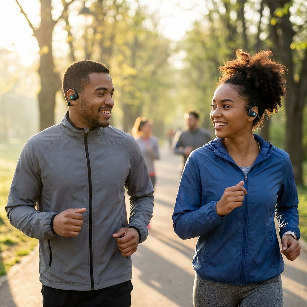 Fones de Ouvido Bluetooth  5.3 XT80, com Controle de Botão Microfone Redução de Ruído Ganchos para a Orelha À Prova D'água