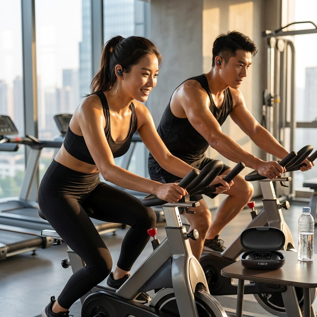 Fones de Ouvido Bluetooth  5.3 XT80, com Controle de Botão Microfone Redução de Ruído Ganchos para a Orelha À Prova D'água