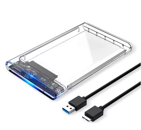 Caixa de disco rígido móvel transparente SSD mecânico de estado sólido de 2,5 polegadas para notebook, SATA serial, USB 3.0 de alta velocidade.”