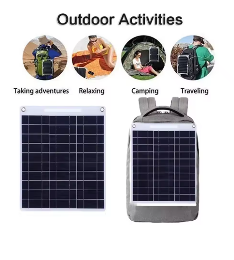 Painel Solar Flexível de Carregamento 13W 5V Ideal Para Caminhas, Passeio na Praia e Acampamentos ao ar Livrepara Uso Externo com USB para Celular