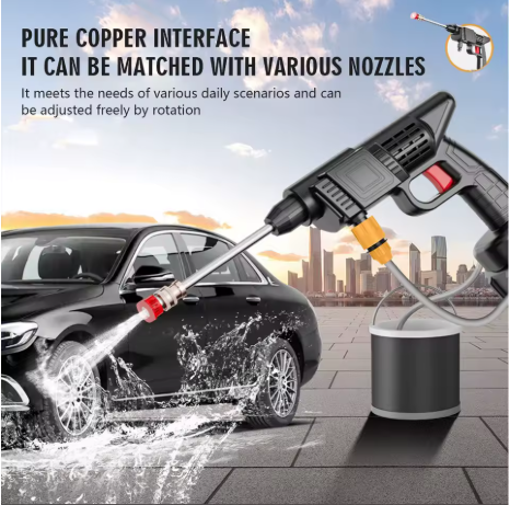 Lavadora de Alta Pressão Sem Fio para Uso Geral – Ferramenta Portátil com Bateria Recarregável de Lítio, Ideal para Carros, Motos e Jardim.