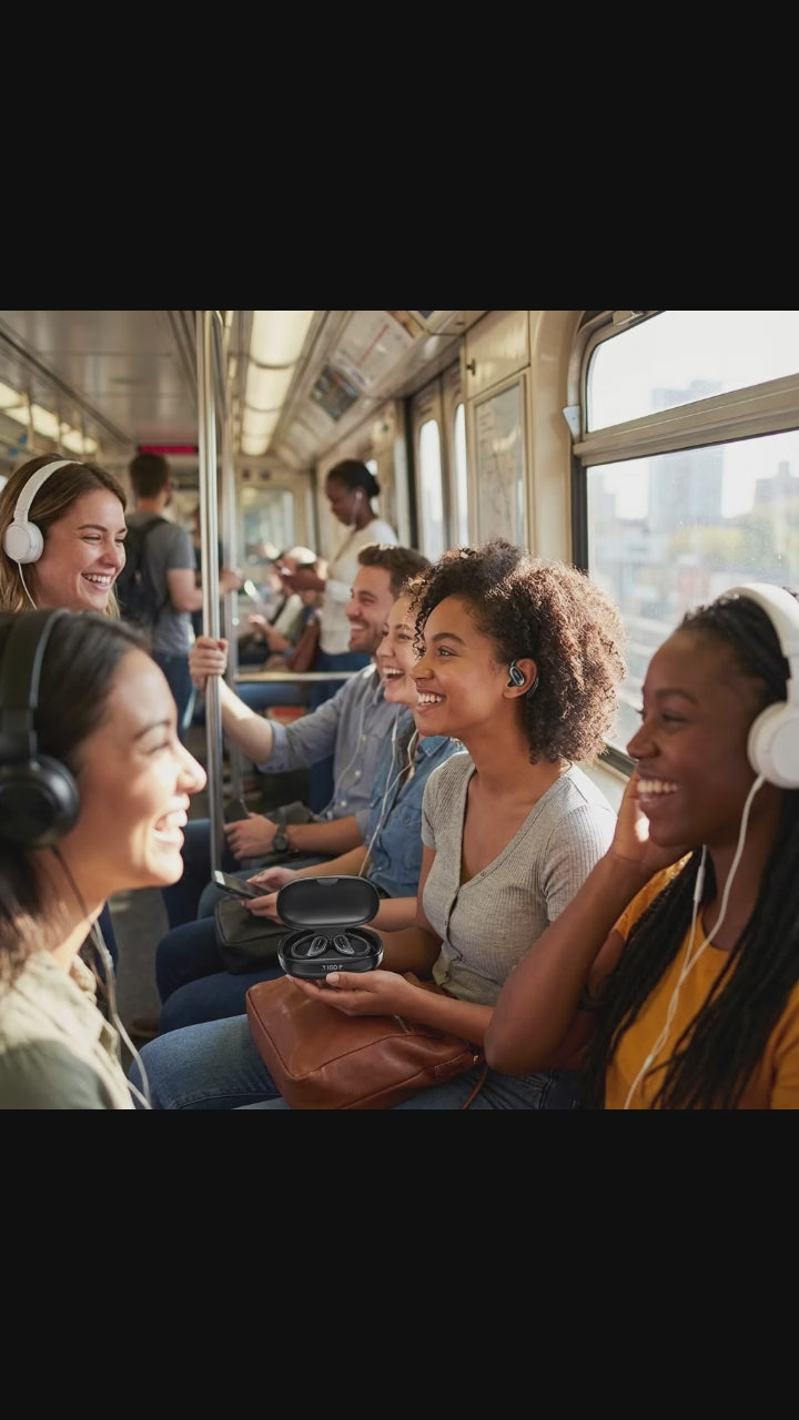 Fones de Ouvido Bluetooth  5.3 XT80, com Controle de Botão Microfone Redução de Ruído Ganchos para a Orelha À Prova D'água