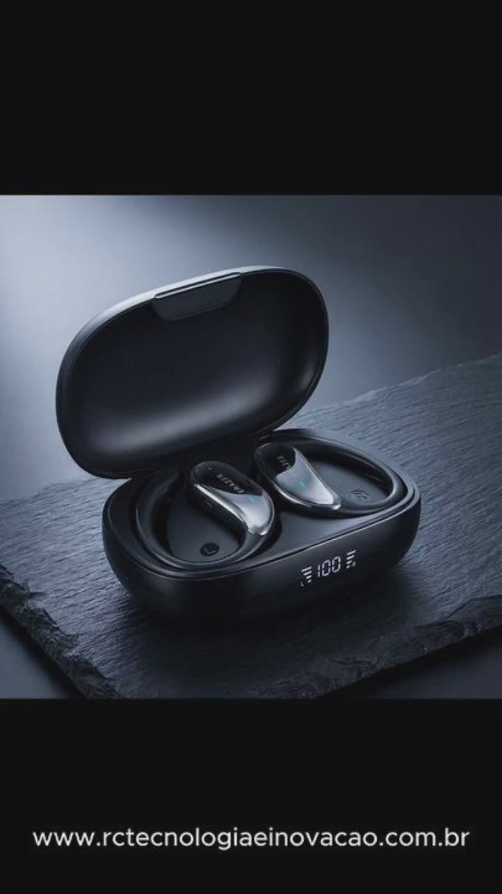 Fones de Ouvido Bluetooth  5.3 XT80, com Controle de Botão Microfone Redução de Ruído Ganchos para a Orelha À Prova D'água