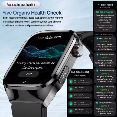 Relógio inteligente para homens, nova tendência 2026, com monitor de exame físico, ácido úrico, gordura corporal, monitoramento de cinco órgãos, chamada bluetooth pulseira inteligente.