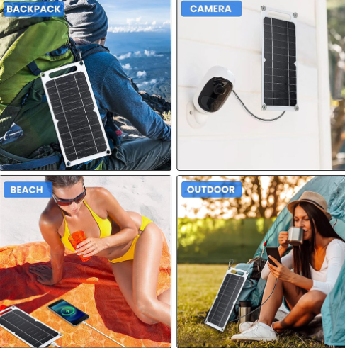 Painel Solar Flexível de Carregamento 13W 5V Ideal Para Caminhas, Passeio na Praia e Acampamentos ao ar Livrepara Uso Externo com USB para Celular